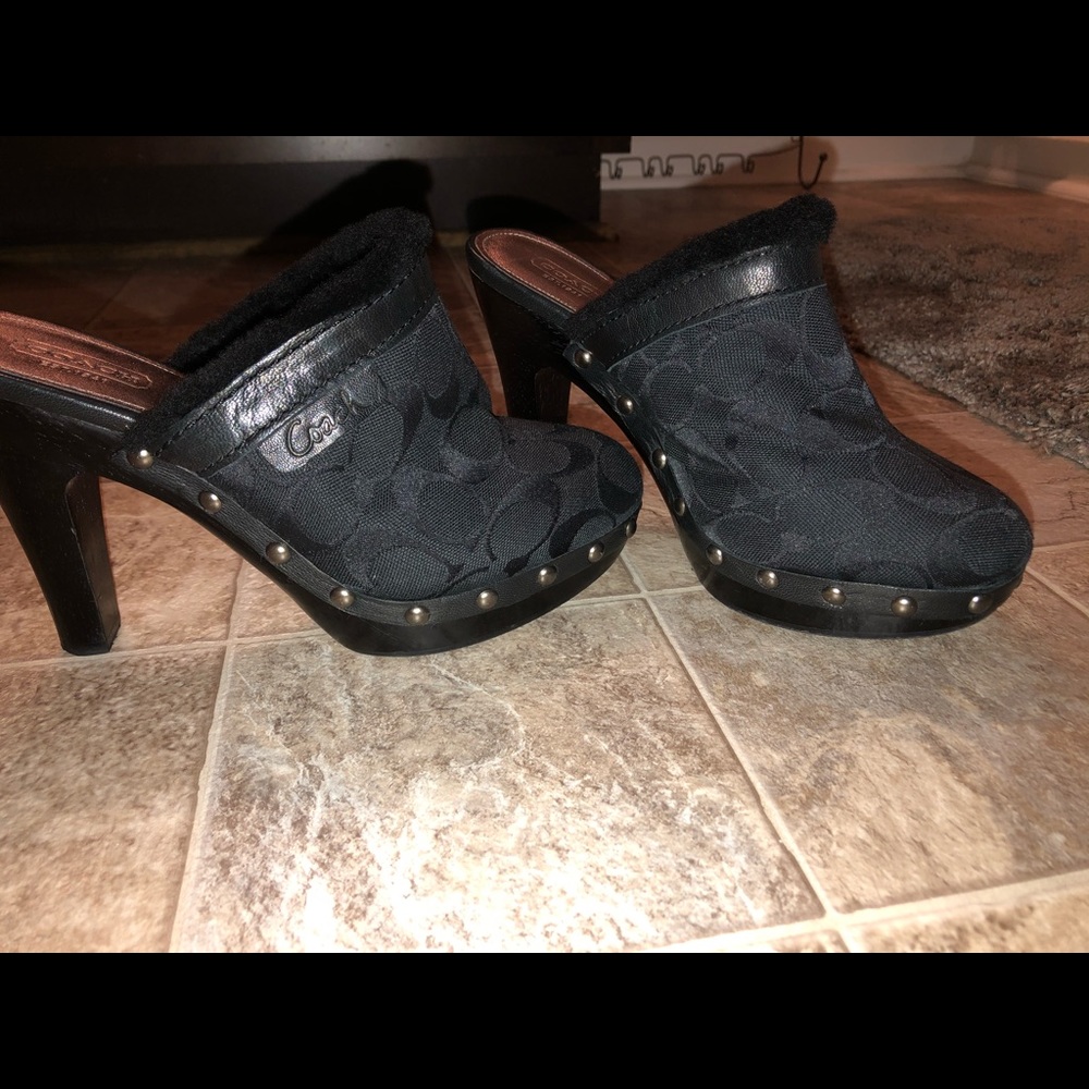 Georgia style black coach mules. Preowned.